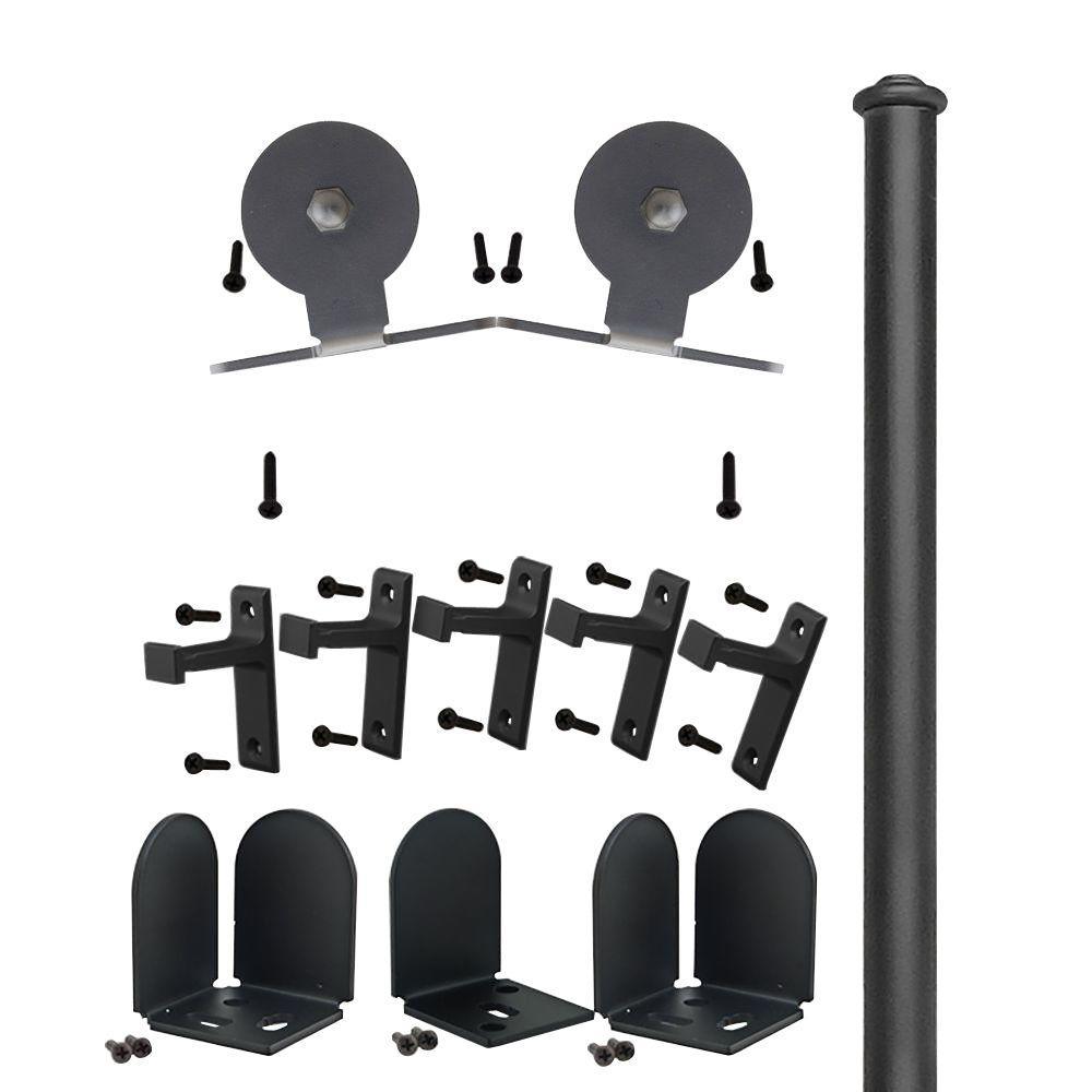 72 in. Top Mount Satin Nickel Sliding Barn Door Round Track and Hardware Kit - Super Arbor