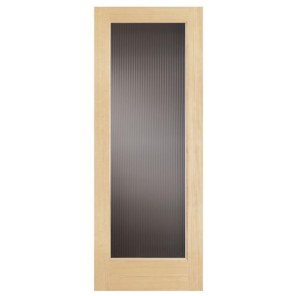 30 in. x 80 in. Modern Full Lite Solid Core Pine Reed Glass Interior Door Slab - Super Arbor