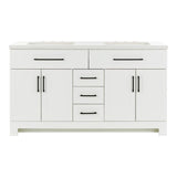 Style Selections Cauley 60-in White Double Sink Bathroom Vanity with White Cultured Marble Top