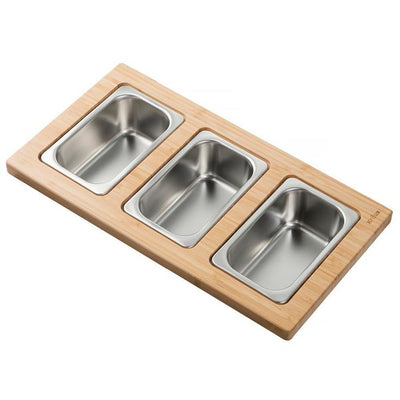 16.75 in. Workstation Kitchen Sink Composite Serving Board Set with Rectangular Stainless Steel Bowls