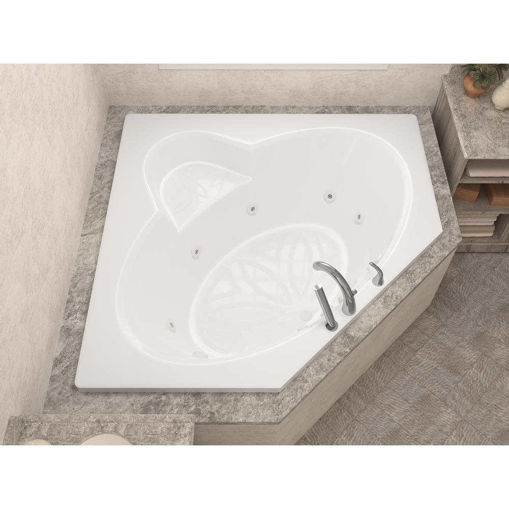 Malachite 5 ft. Acrylic Corner Drop-in Whirlpool Bathtub in White - Super Arbor