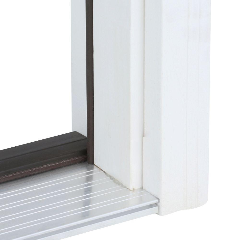 " 36 in. x 80 in. 6 Lite Craftsman Primed Steel Prehung Left-Hand Inswing Front Door w/Brickmould and Shelf"