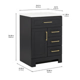 Style Selections Cauley 24-in Black Single Sink Bathroom Vanity with White Cultured Marble Top