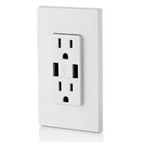 Decora 15 Amp Combination Duplex Outlet and USB Charger White (2-Pack) - Super Arbor