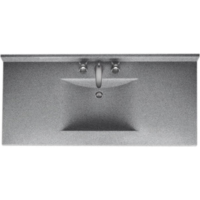 Contour 49 in. W x 22 in. D Solid Surface Vanity Top with Sink in Gray Granite - Super Arbor