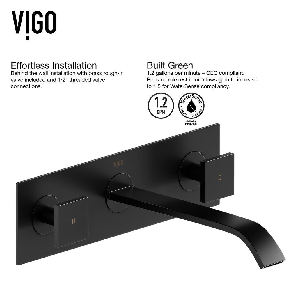 Vinca White Matte Stone Vessel Bathroom Sink Set with Titus Wall Mount Faucet in Matte Black - Super Arbor