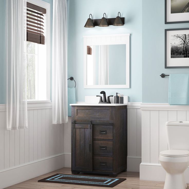 Style Selections Morriston 24-in Distressed Java Undermount Single Sink Bathroom Vanity with White Engineered Stone Top
