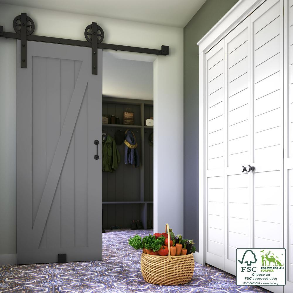36 in. x 84 in. Z-Shape Solid Core Grey Finished Interior Barn Door Slab - Super Arbor