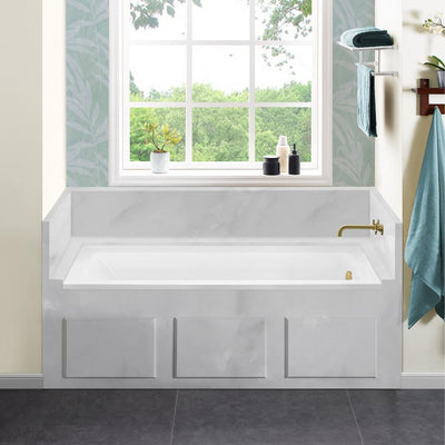 Voltaire 60 x 32 in. Acrylic Right-Hand Drain with Integral Tile Flange Rectangular Drop-in Bathtub in white - Super Arbor