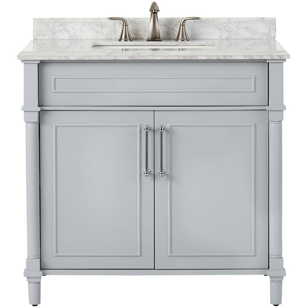 Aberdeen 24 in. W x 20 in. D Bath Vanity in White with Carrara Marble Top with White Sink - Super Arbor