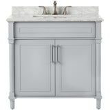 Aberdeen 24 in. W x 20 in. D Bath Vanity in White with Carrara Marble Top with White Sink - Super Arbor