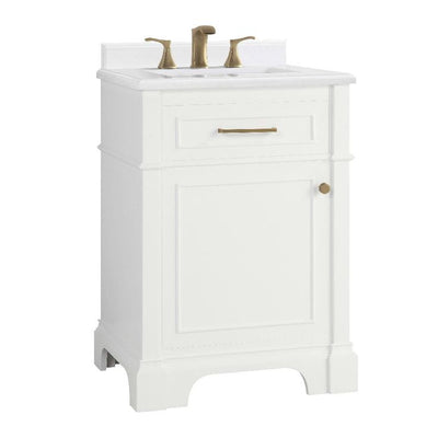 Melpark 24 in. W x 20 in. D Bath Vanity in White with Cultured Marble Vanity Top in White with White Sink