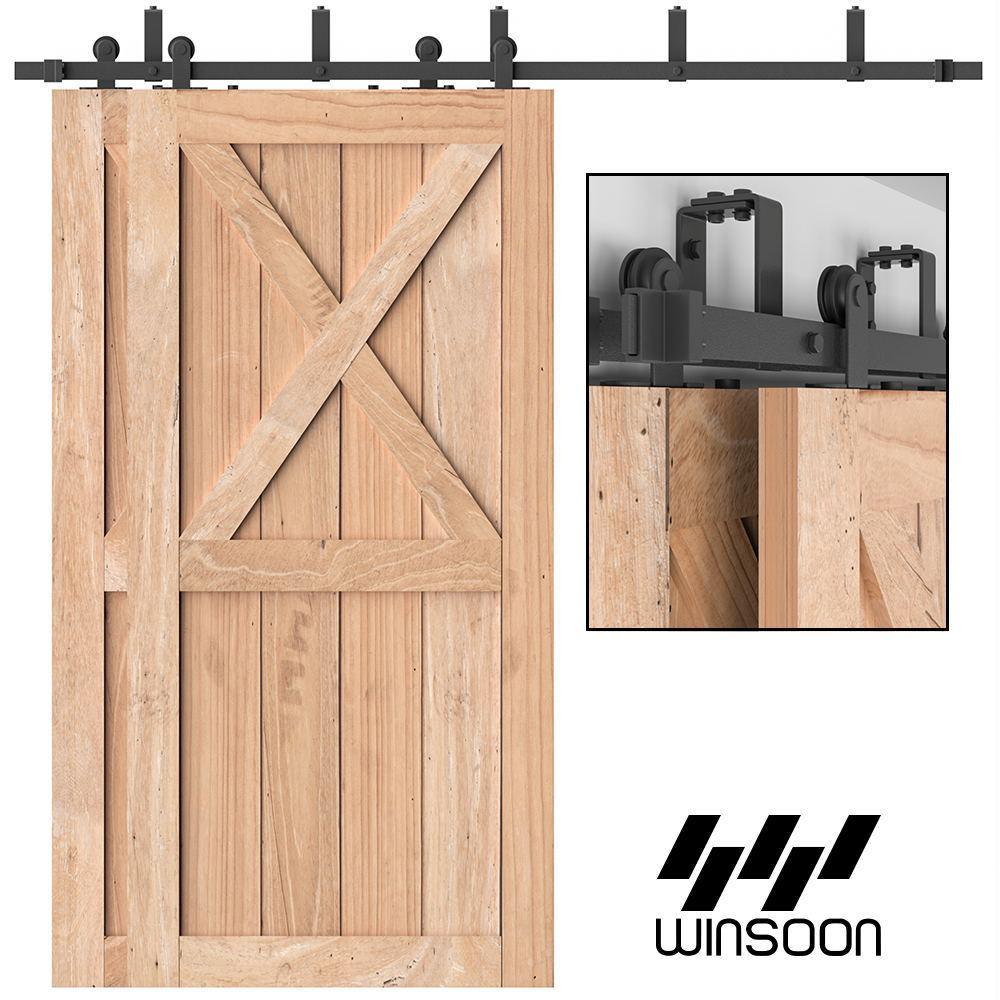 6 ft./72 in. Steel Bypass Sliding Barn Door Hardware Track for Double Wooden Doors Closet Kitchen Kit - Super Arbor