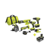 18-Volt ONE+ Lithium-Ion Cordless 6-Tool Combo Kit with (2) Batteries, Charger, and Bag - Super Arbor
