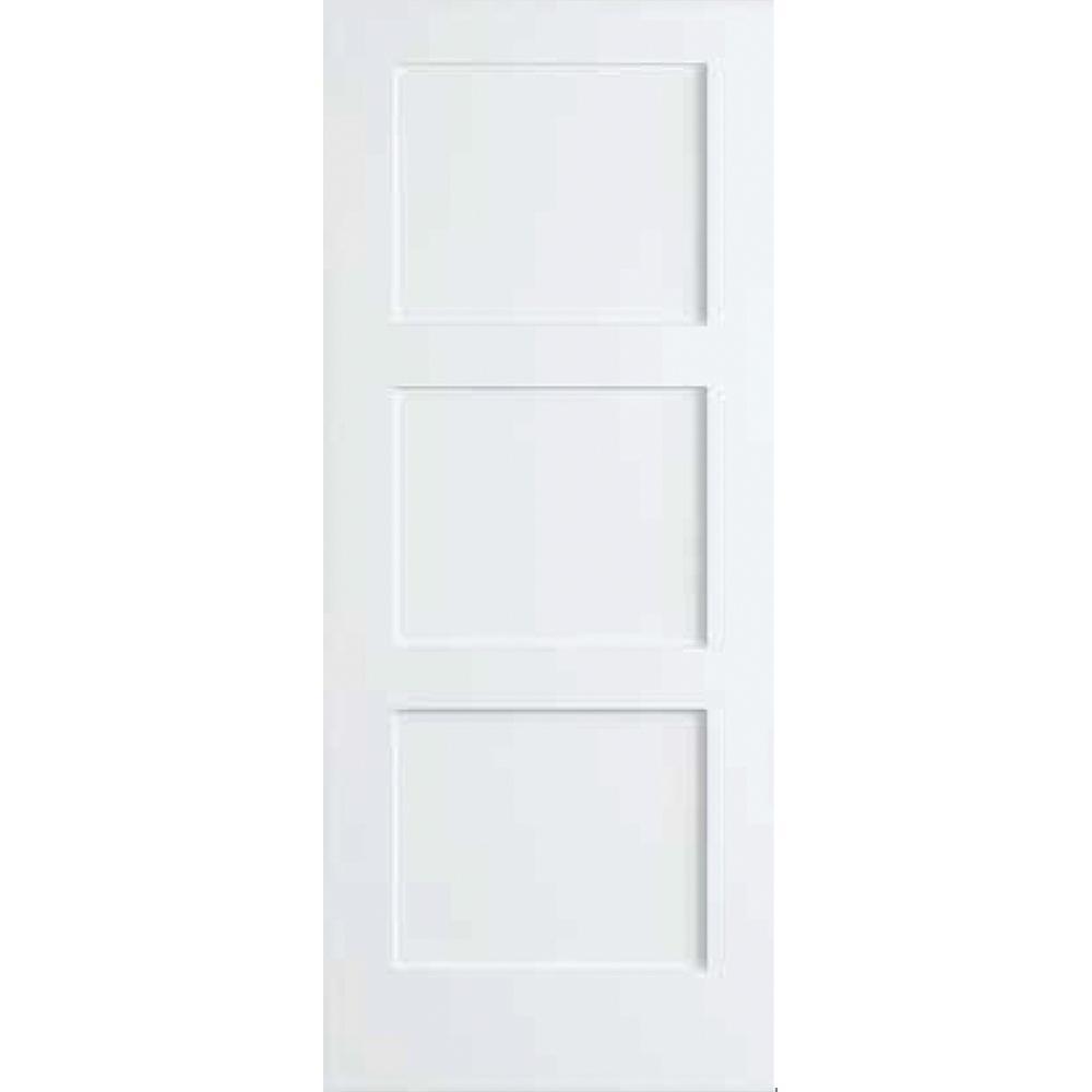 30 in. x 80 in. White 3-Panel Shaker Solid Core Pine Interior Door Slab - Super Arbor