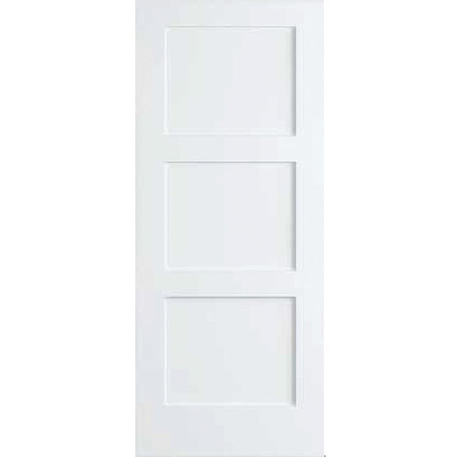 30 in. x 80 in. White 3-Panel Shaker Solid Core Pine Interior Door Slab