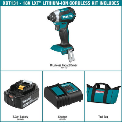 18-Volt LXT Lithium-Ion Brushless Cordless Impact Driver Kit (3.0Ah) with Impact XPS 35 Piece Impact Bit Set