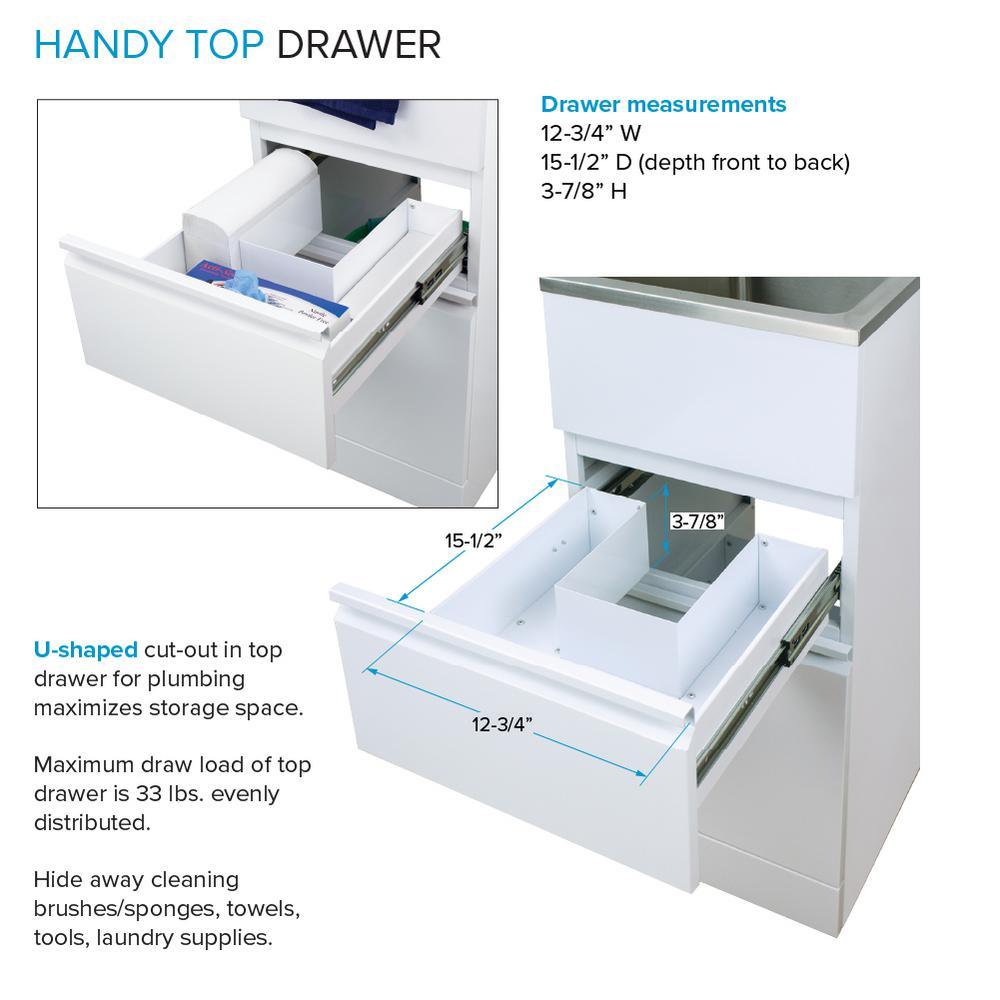 All-in-One 15.5 in. x 22.4 in. x 34.9 in. Metal Drop-In Laundry/Utility Sink and Cabinet in White - Super Arbor