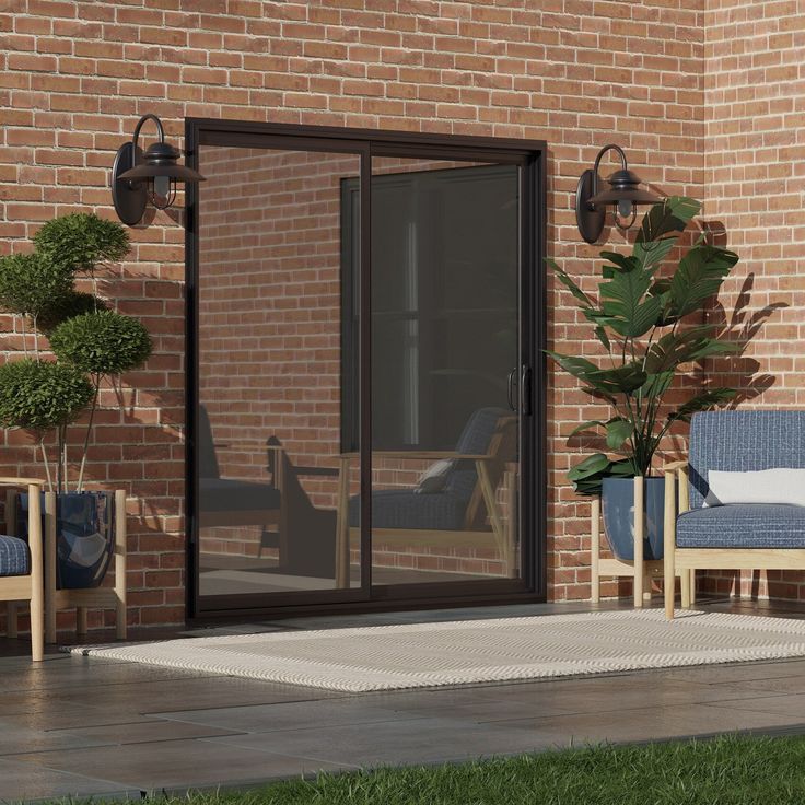 RELIABILT 72-in x 80-in 4-9/16-in Low-e Argon Black Vinyl Sliding Universal Double Patio Door