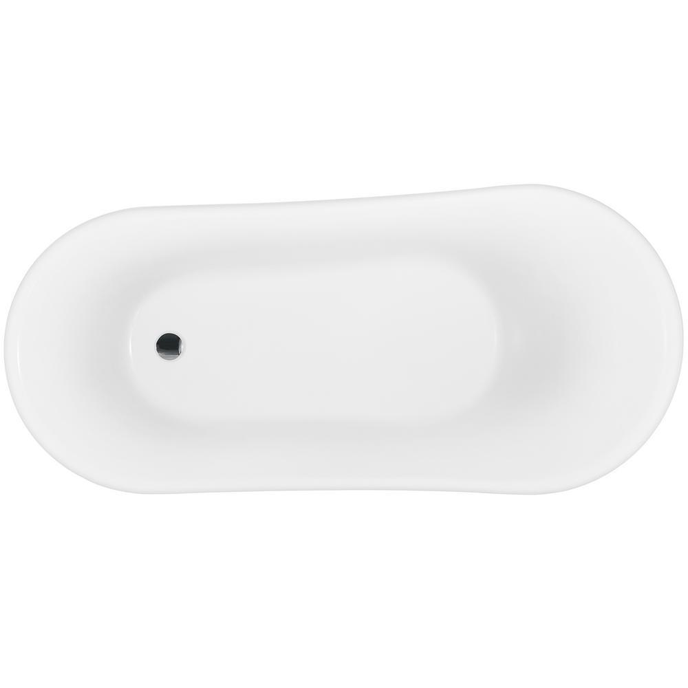 60 in. Fiberglass White Acrylic Clawfoot Tub for Bathtub with Tub Filler Combo - Modern Clawfoot Stand Alone Tub - Super Arbor