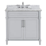 Aberdeen 36 in. W x 22 in. D Single Bath Vanity in White with Carrara Marble Top with White Sink - Super Arbor