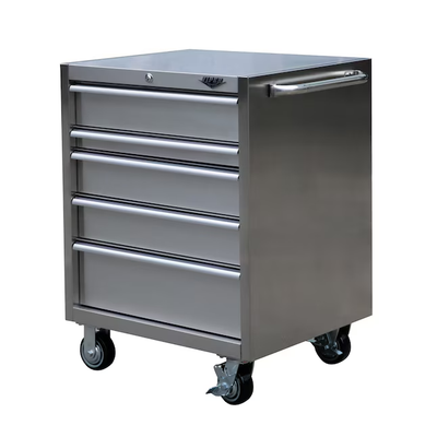 Viper Tool Storage 30-in W x 41-in H 5-Drawer Stainless Steel Rolling Tool Cabinet (Stainless Steel)