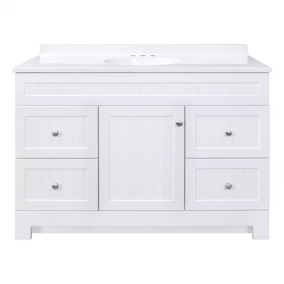 Style Selections Ellenbee 48-in White Single Sink Bathroom Vanity with White Cultured Marble Top