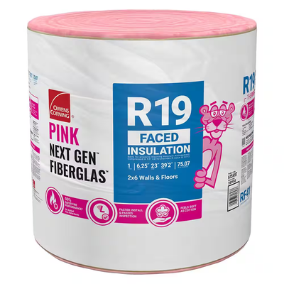 Owens Corning R-19 Kraft Faced Fiberglass Continuous Roll Insulation 6.25 in. x 23 in. x 470 in.