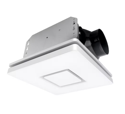 1390N2 Series Decorative White Fan Speed 90 CFM Ceiling Bathroom Exhaust Fan with 18-Watt Dimmable 3CCT LED Light Square