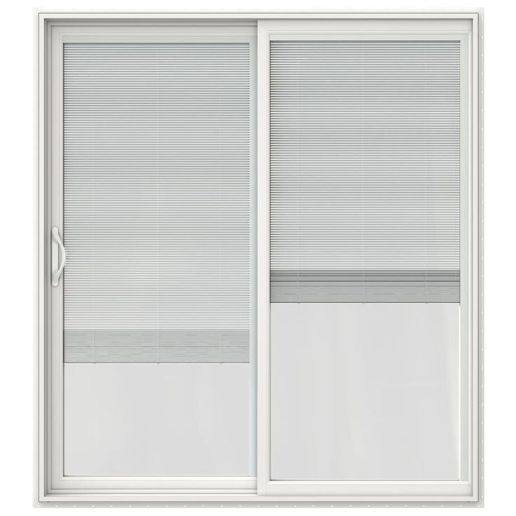 JELD-WEN 72-in x 80-in 4-9/16-in Low-e Insulating Blinds Between The Glass White Vinyl Sliding Left-Hand Sliding Double Patio Door