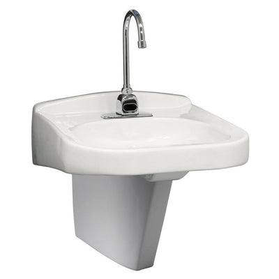 Zurn Wall Hung Bathroom Sink with Half Pedestal in White