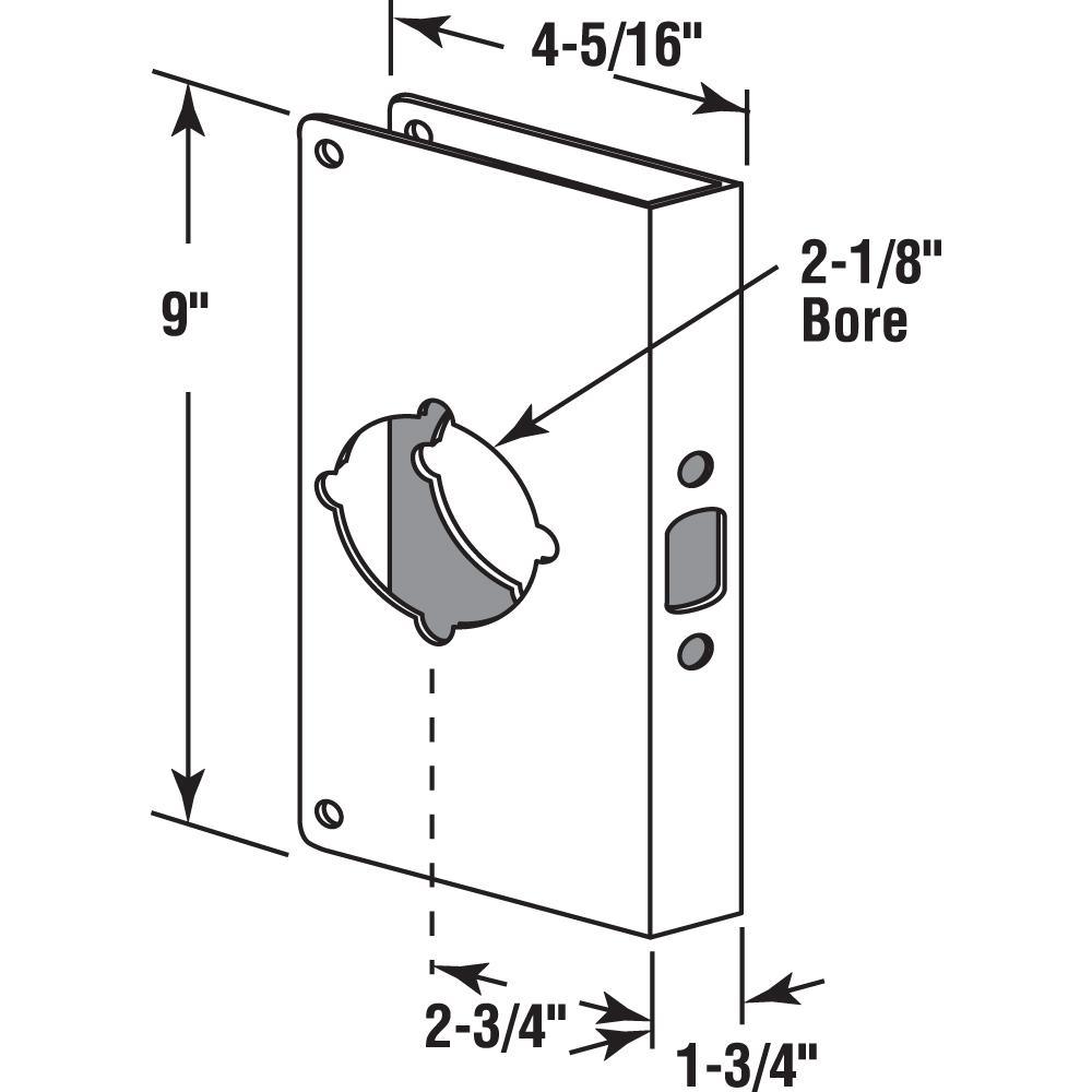 Defender Security Door Reinforcer, Fits 1-3/4 in. Thick Doors, 2-3/4 in. Backset 2-1/8 in. Bore, Brass, Non-Recessed - Super Arbor