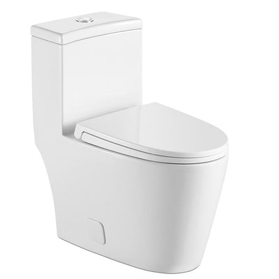 1-Piece 1.28 GPF Dual Flush High Efficiency Elongated Toilet in White, Seat Included - Super Arbor