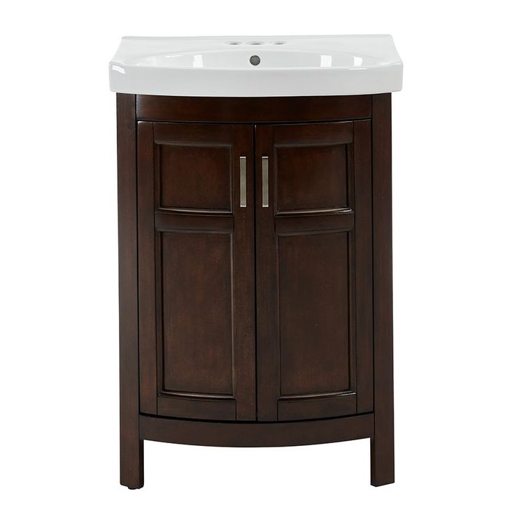 Style Selections Morecott 23.75-in Chocolate Single Sink Bathroom Vanity with White Vitreous China Top