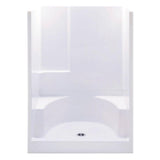 Varia 48 in. x 34 in. x 72 in. 2-Piece Shower Stall with 2 Seats and Center Drain in White - Super Arbor