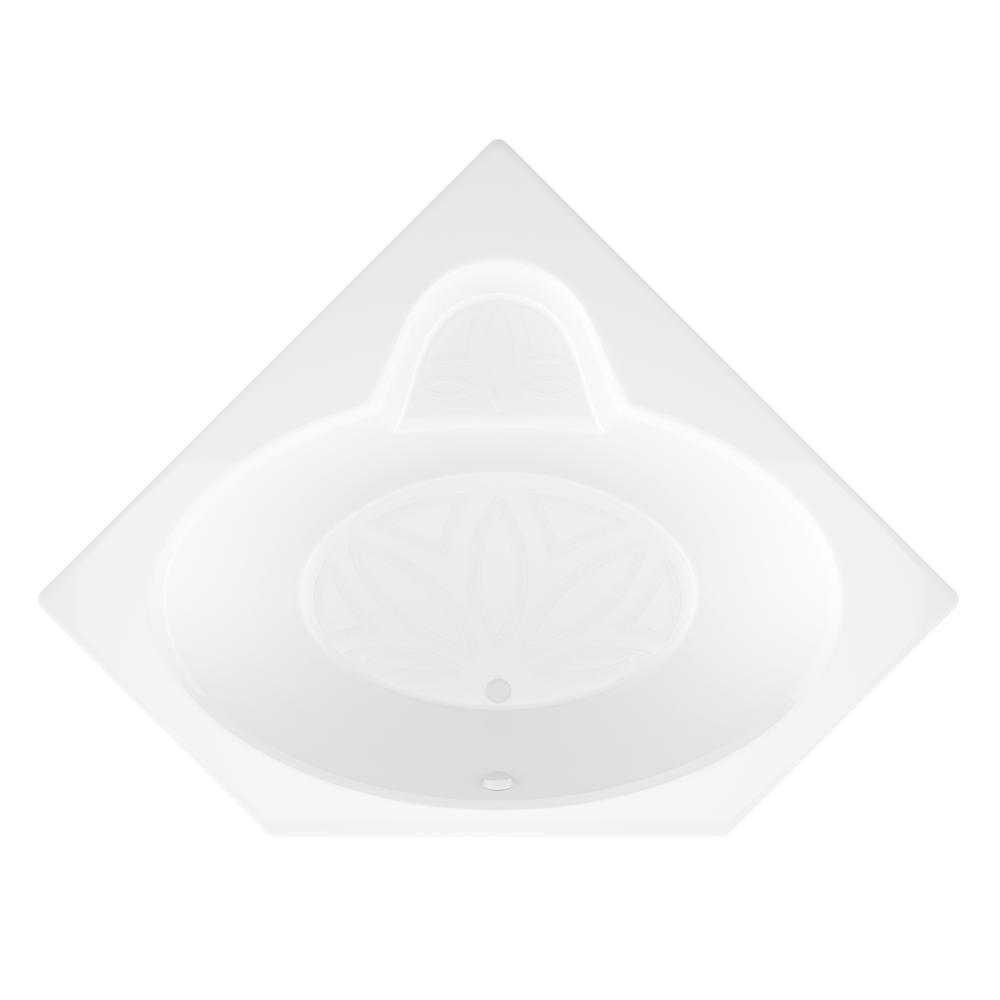 Malachite 5 ft. Acrylic Center Drain Corner Drop-in Non-Whirlpool Bathtub in White - Super Arbor