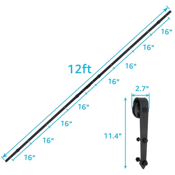 Zeny 12Ft Double Door Sliding Barn Door Hardware Kit - Smoothly and Quietly -Easy to Install - Double Track Kit System - Heavy Duty