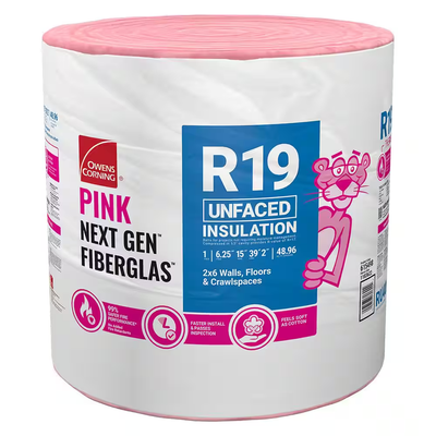 Owens Corning R-19 Unfaced Continuous Roll Insulation 6.25 in. x 15 in. x 470 in.