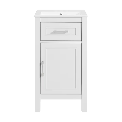 allen + roth Crest Hill 18-in White Single Sink Bathroom Vanity with White Vitreous China Top