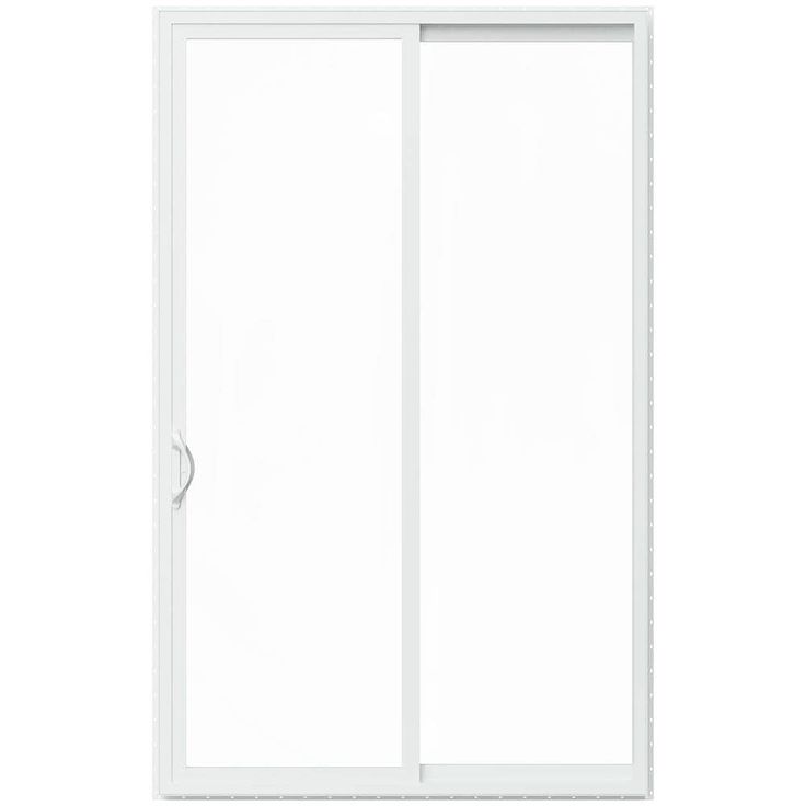 JELD-WEN 96-in x 80-in 4-9/16-in Low-e White Vinyl Sliding Right-Hand Sliding Double Patio Door Screen Included