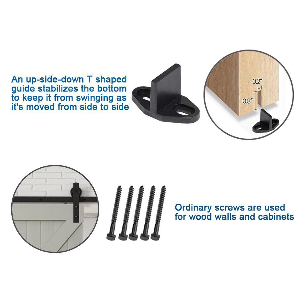 6.6 ft./79 in. Black Sliding Barn Door Track and Hardware Kit with I-Shape Hanger For Single Door - Super Arbor