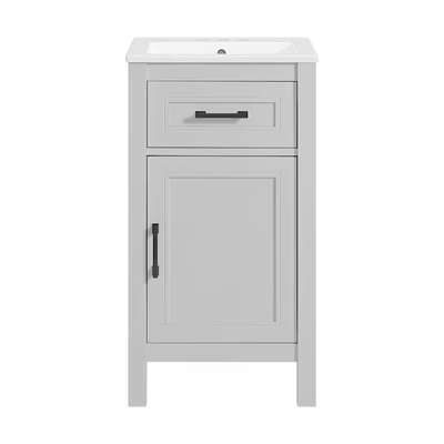 allen + roth Crest Hill 18-in Light Gray Single Sink Bathroom Vanity with White Vitreous China Top