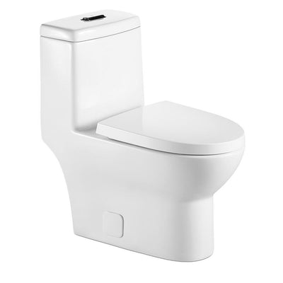 0.8 GPF/1.28 GPF Dual Square Shape Flush Elongated Toilet Square Only in White