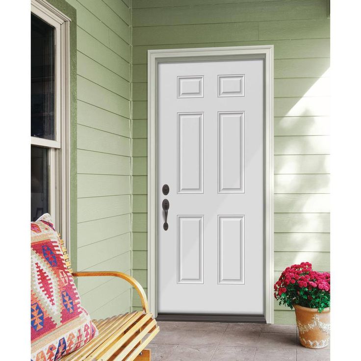 36 in. x 80 in. 6-Panel Primed Premium Steel Front Door Slab