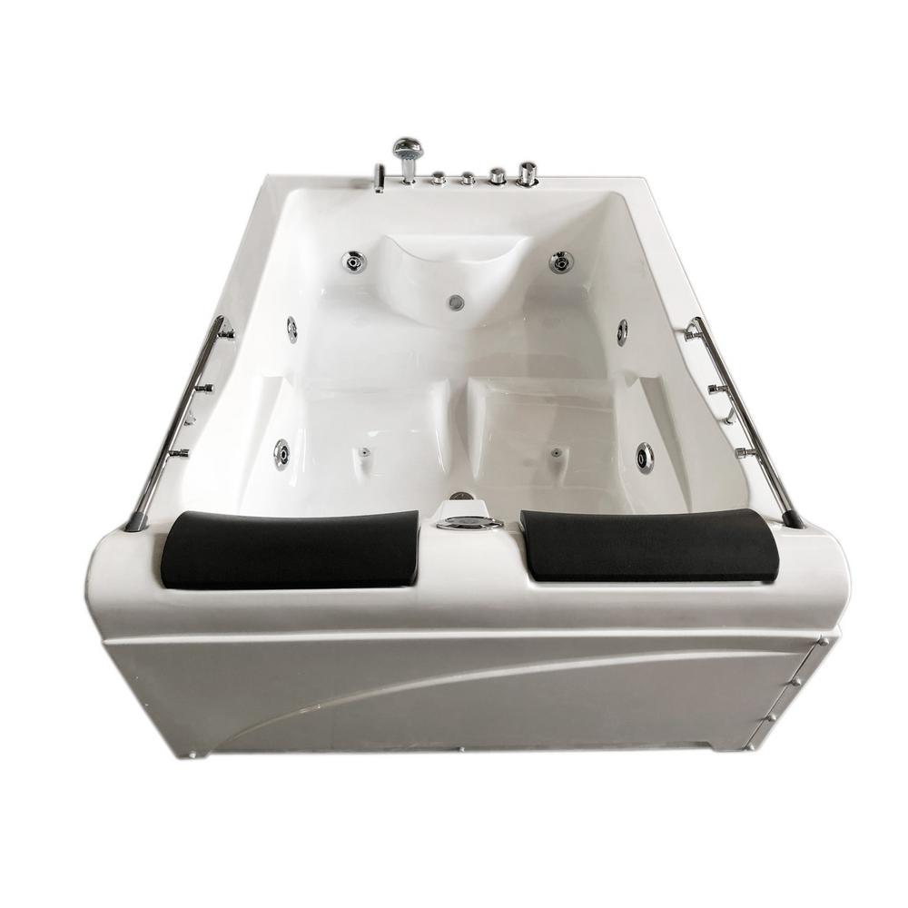 Mimi with heater 68 in. Acrylic Center Drain Corner Alcove Whirlpool Bathtub in White - Super Arbor