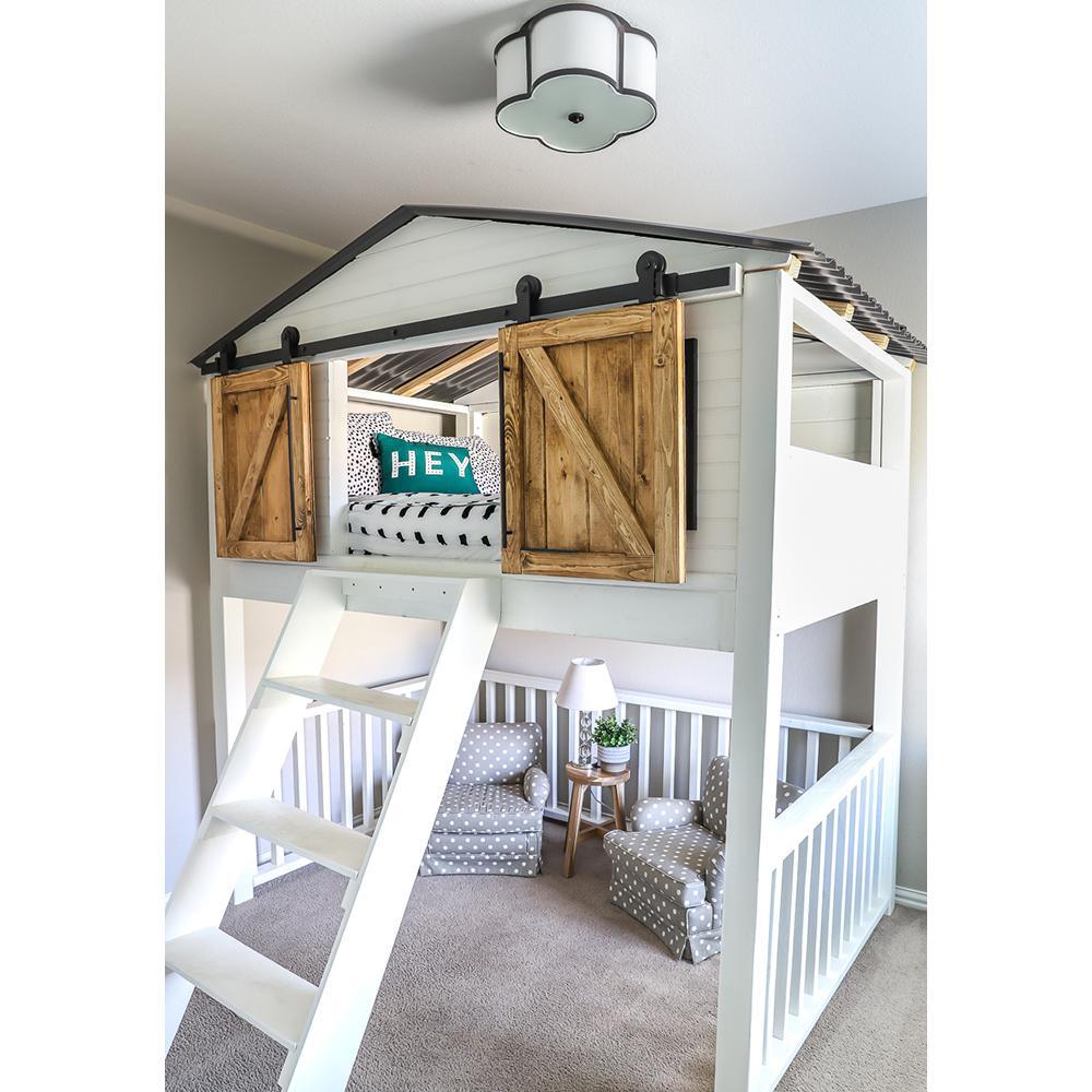 6 ft./72 in. Top Mount Sliding Barn Door Hardware Track Kit for Double Doors with Non-Routed Floor Guide Frosted Black - Super Arbor