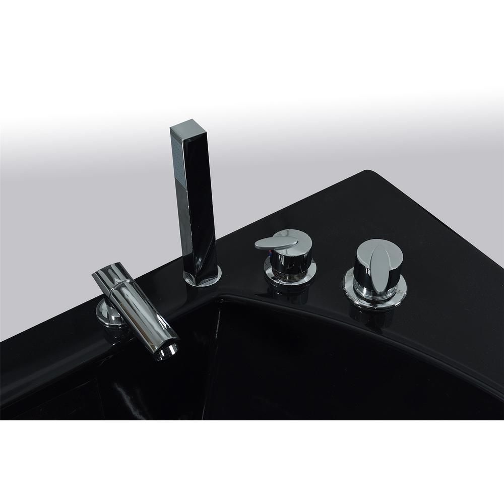Jamaica with Heater 71 in. Acrylic Center Drain Corner Alcove Whirlpool Bathtub in Black - Super Arbor