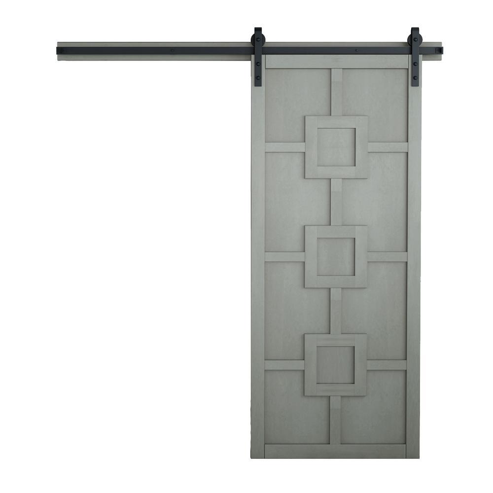 42 in. x 84 in. Mod Squad Bright White Wood Sliding Barn Door with Hardware Kit - Super Arbor