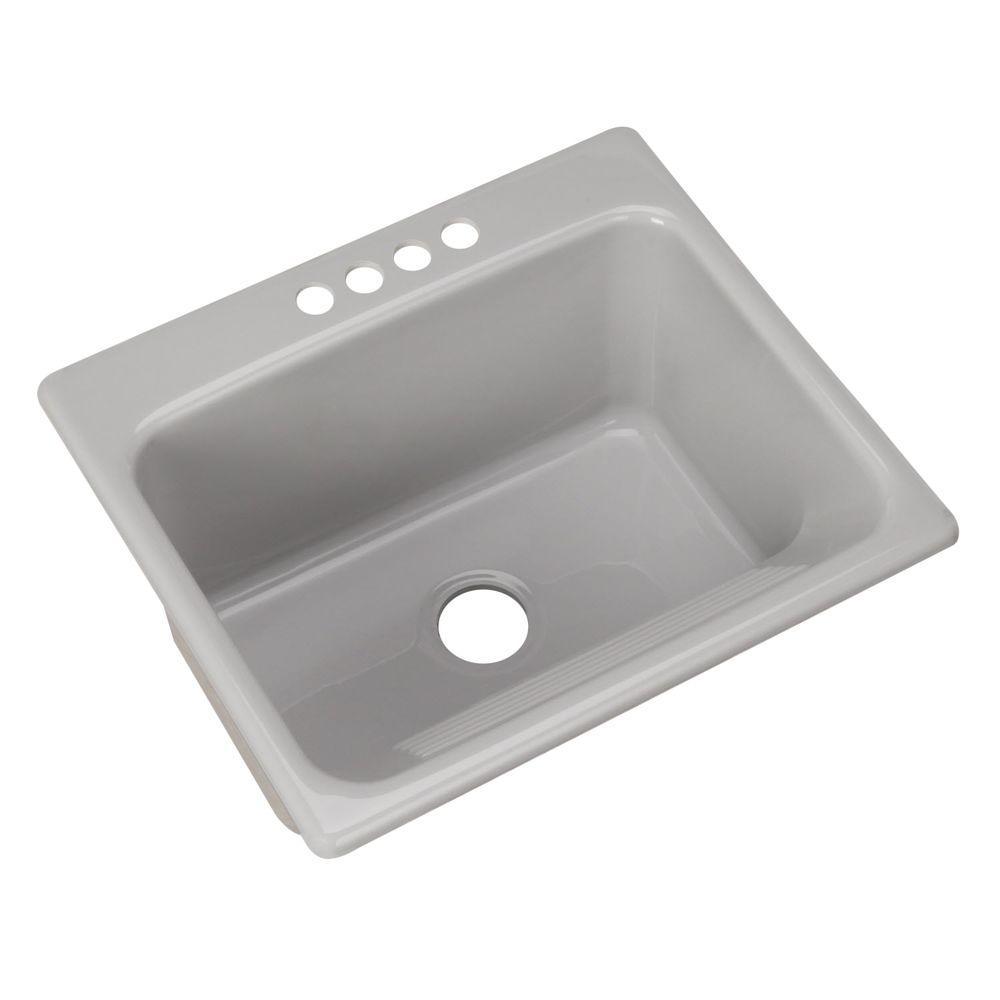 Kensington Drop-In Acrylic 25 in. 4-Hole Single Bowl Utility Sink in White - Super Arbor