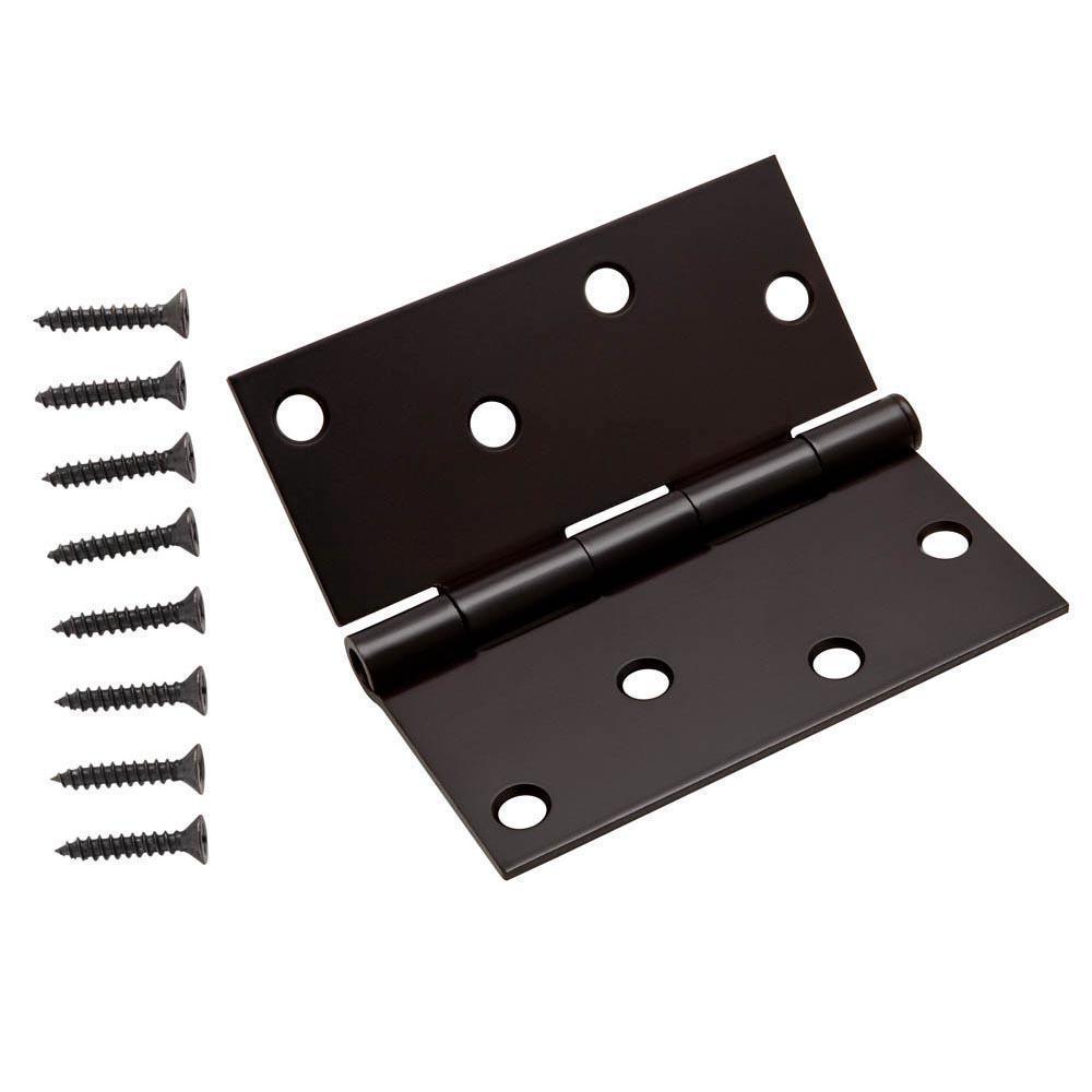 4 in. Satin Nickel Square Corner Security Door Hinges Value Pack (3-Pack) - Super Arbor